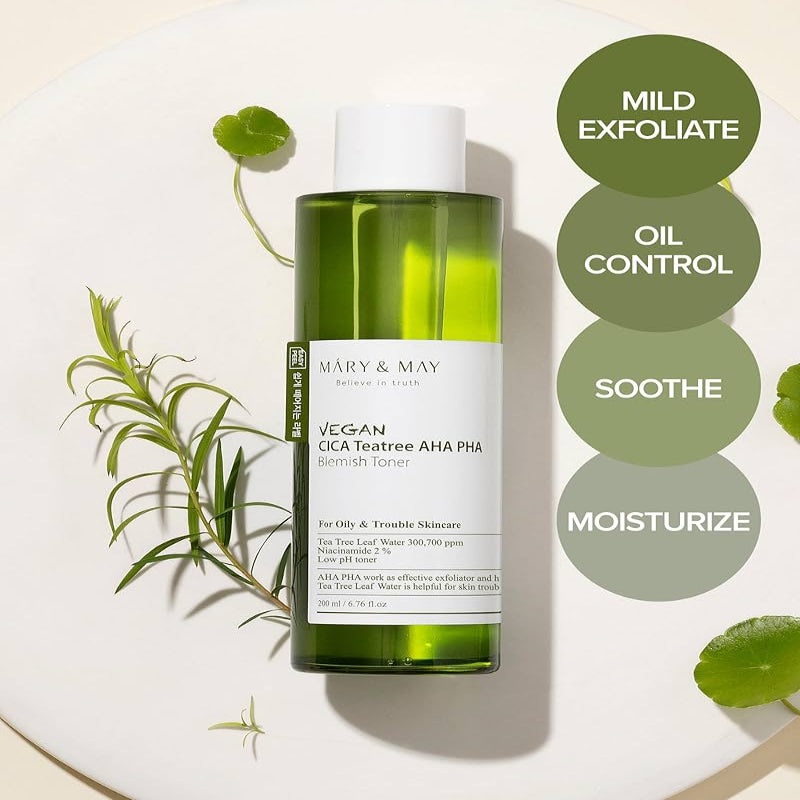 Mary & May - Vegan CICA Tea Tree AHA PHA Toner